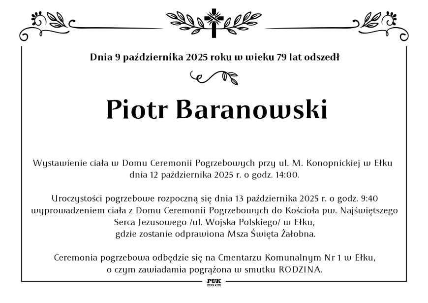Piotr Baranowski - nekrolog